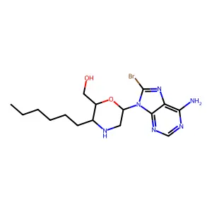 9-(3'-Aza-4'-hexyl-1',2',3',4'-tetradeoxyhexopyranos-1'-yl)-8-bromoadenine structure