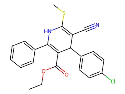 ethyl 4-(4-chlorophenyl)-5-cyano-6-(methylsulfanyl)-2-phenyl-1,4-dihydropyridine-3-carboxylate structure
