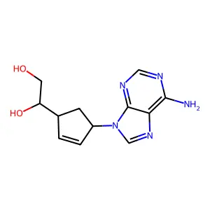 9-(4-(1,2-dihydroxyethyl)cyclopent-2-en-1-yl)-9H-adenine structure