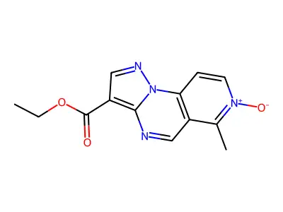 Ethyl 6-methylpyrazolo(1,5-a)pyrido(3,4-e)pyrimidine-3-carboxylate 7-oxide structure