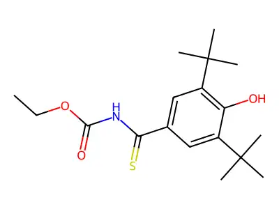 Ethyl N-(3,5-di-tert-butyl-4-hydroxybenzenecarbothioyl)carbamate structure