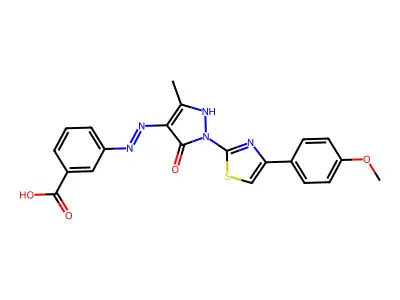 3-(2-{1-[4-(4-methoxyphenyl)-1,3-thiazol-2-yl]-3-methyl-5-oxo-1,5-dihydro-4H-pyrazol-4-ylidene}hydrazino)benzoic acid structure