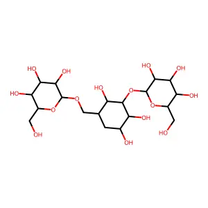 5a-Carba-3,6-di-O-mannopyranosylmannopyranose structure