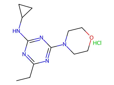 1,3,5-Triazin-2-amine, N-cyclopropyl-4-ethyl-6-(4-morpholinyl)-, monohydrochloride structure