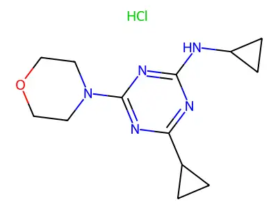 1,3,5-Triazin-2-amine, N,4-dicyclopropyl-6-(4-morpholinyl)-, monohydrochloride structure