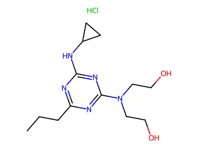 Ethanol, 2,2'-((4-(cyclopropylamino)-6-propyl-1,3,5-triazin-2-yl)imino)bis-, monohydrochloride structure