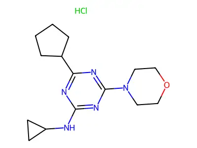 1,3,5-Triazin-2-amine, 4-cyclopentyl-N-cyclopropyl-6-(4-morpholinyl)-, monohydrochloride structure