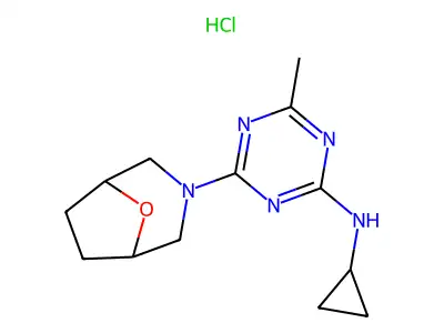 2-Cyclopropylamino-4-methyl-6-(8-oxa-3-azabicyclo(3.2.1)oct-3-yl)-1,3,5-triazine hydrochloride structure