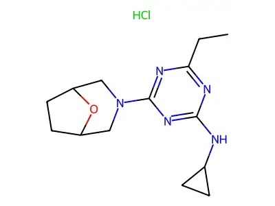 N-Cyclopropyl-4-ethyl-6-(8-oxa-3-azabicyclo(3.2.1)oct-3-yl)-1,3,5-triazin-2-amine HCl structure