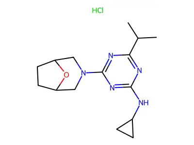 1,3,5-Triazin-2-amine, N-cyclopropyl-4-(1-methylethyl)-6-(8-oxa-3-azabicyclo(3.2.1)oct-3-yl)-,monohydrochloride structure