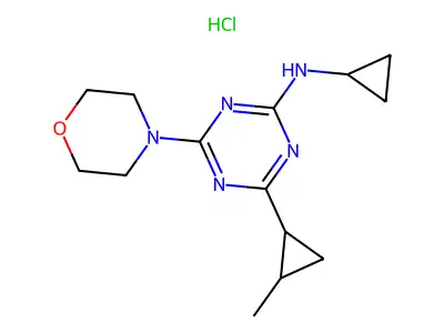 2-Cyclopropylamino-4-(2-methylcyclopropyl)-6-morpholino-1,3,5-triazine hydrochloride structure