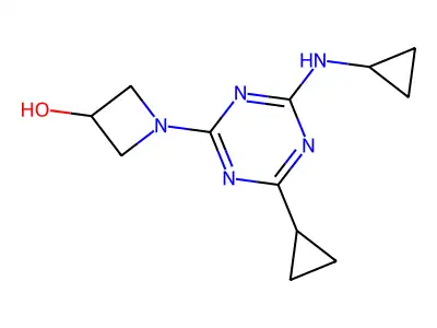 3-Azetidinol, 1-(4-cyclopropyl-6-(cyclopropylamino)-1,3,5-triazin-2-yl)- structure