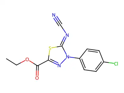 Ethyl 4-(4-chlorophenyl)-5-cyanoimino-1,3,4-thiadiazole-2-carboxylate structure