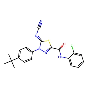 4-(4-tert-butylphenyl)-N-(2-chlorophenyl)-5-cyanoimino-1,3,4-thiadiazole-2-carboxamide structure