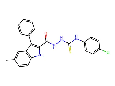1H-Indole-2-carboxylic acid, 5-methyl-3-phenyl-, 2-(((4-chlorophenyl)amino)thioxomethyl)hydrazide structure