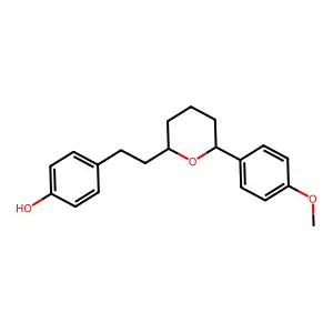 rel-4-(2-((2R,6S)-Tetrahydro-6-(4-methoxyphenyl)-2H-pyran-2-yl)ethyl)phenol structure
