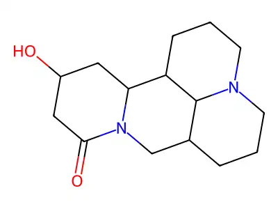 Matridin-15-one, 13-hydroxy-, (13-alpha)- structure