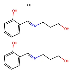 Copper;bis(2-(3-hydroxypropyliminomethyl)phenol) structure