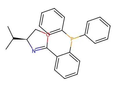 (4R)-2-(2-(Diphenylphosphanyl)phenyl)-4-(propan-2-yl)-4,5-dihydro-1,3-oxazole structure