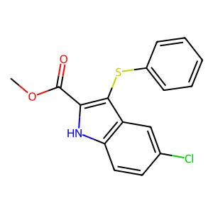 1H-Indole-2-carboxylic acid, 5-chloro-3-(phenylthio)-, methyl ester structure