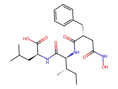 N-((2R)-4-(Hydroxyamino)-1,4-dioxo-2-(phenylmethyl)butyl)-L-isoleucyl-L-leucine structure