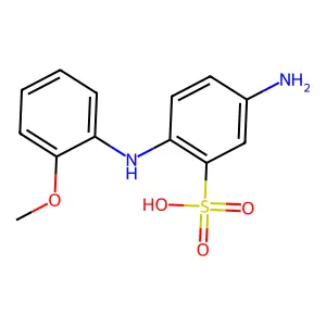 5-Amino-2-((2-methoxyphenyl)amino)benzenesulphonic acid structure