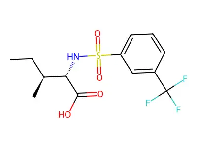(2S,3S)-3-Methyl-2-[3-(trifluoromethyl)benzenesulfonamido]pentanoic acid structure