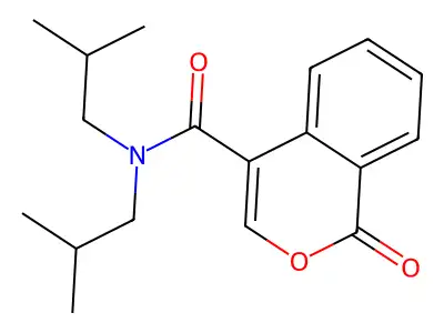 1H-2-Benzopyran-4-carboxamide, N,N-bis(2-methylpropyl)-1-oxo- structure