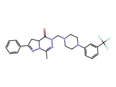 Pyrazolo(1,5-d)(1,2,4)triazin-4(5H)-one, 3,3a-dihydro-7-methyl-2-phenyl-5-((4-(3-(trifluoromethyl)phenyl)-1-piperazinyl)methyl)- structure