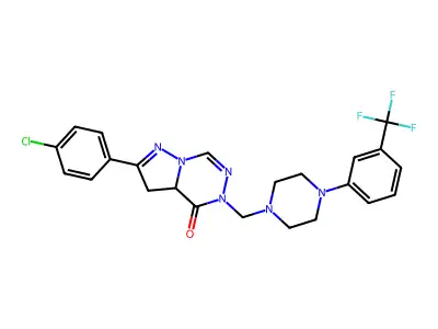 Pyrazolo(1,5-d)(1,2,4)triazin-4(5H)-one, 3,3a-dihydro-2-(4-chlorophenyl)-5-((4-(3-(trifluoromethyl)phenyl)-1-piperazinyl)methyl)- structure
