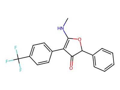 5-(methylamino)-2-phenyl-4-[4-(trifluoromethyl)phenyl]-3(2H)-furanone structure