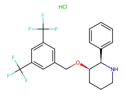 (2S,3S)-3-((3,5-Bis(trifluoromethyl)phenyl)methoxy)-2-phenylpiperidine structure