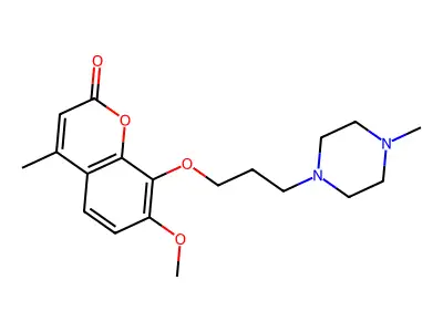 2H-1-Benzopyran-2-one, 7-methoxy-4-methyl-8-(3-(4-methyl-1-piperazinyl)propoxy)- structure
