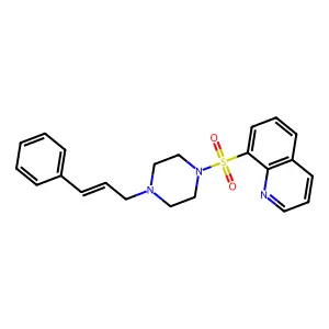 8-[4-[(E)-3-phenylprop-2-enyl]piperazin-1-yl]sulfonylquinoline structure
