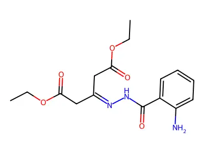 Diethyl 3-[2-(2-aminobenzoyl)hydrazono]pentanedioate structure