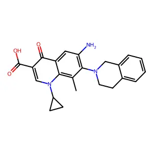 6-amino-1-cyclopropyl-7-(3,4-dihydro-1H-isoquinolin-2-yl)-8-methyl-4-oxoquinoline-3-carboxylic acid structure