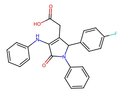 2,5-Dihydro-2-(4-fluorophenyl)-5-oxo-1-phenyl-4-(phenylamino)-1H-pyrrole-3-acetic acid structure