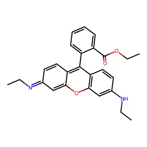 Benzoic acid, 2-(6-(ethylamino)-3-(ethylimino)-3H-xanthen-9-yl-, ethyl ester structure
