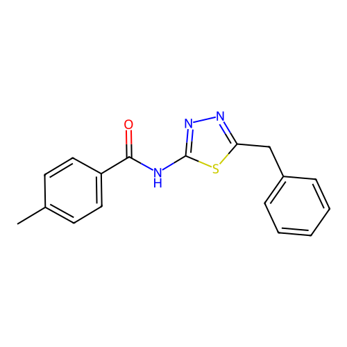 N-(5-benzyl-1,3,4-thiadiazol-2-yl)-4-methylbenzamide structure