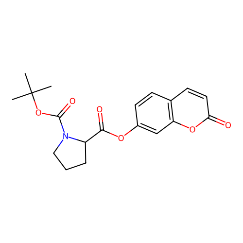 1-tert-butyl 2-(2-oxo-2H-chromen-7-yl) pyrrolidine-1,2-dicarboxylate structure