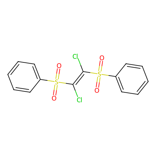 [2-(Benzenesulfonyl)-1,2-dichloroethenyl]sulfonylbenzene structure