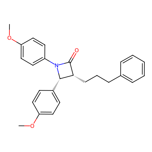 (3R,4R)-1,4-bis(4-methoxyphenyl)-3-(3-phenylpropyl)azetidin-2-one structure