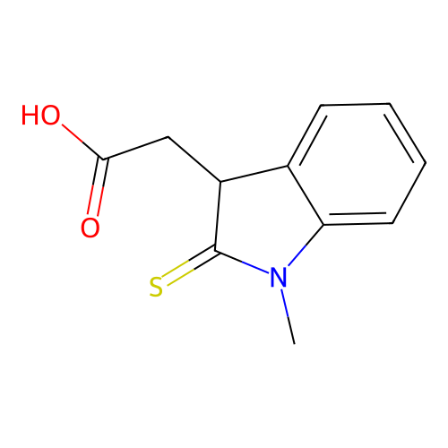 2,3-dihydro-1-methyl-2-thioxo-1H-indole-3-acetic acid structure