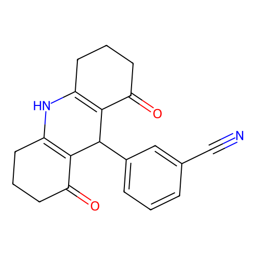 9-(3-cyanophenyl)-3,4,6,7,9,10-hexahydro-1,8-(2H,5H)-acridinedione structure