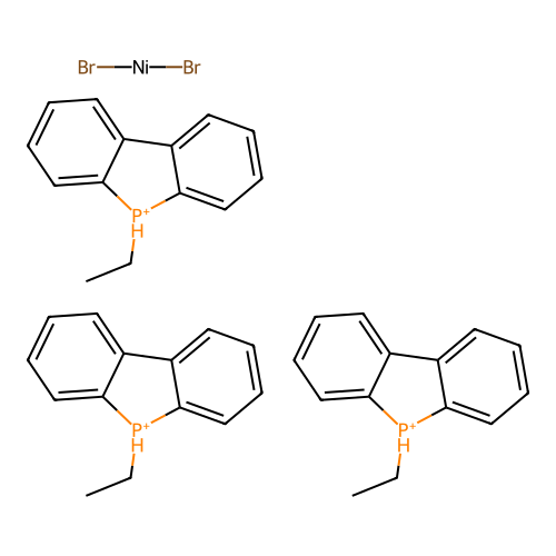 dibromonickel;tris(5-ethyl-5H-benzo[b]phosphindol-5-ium) structure