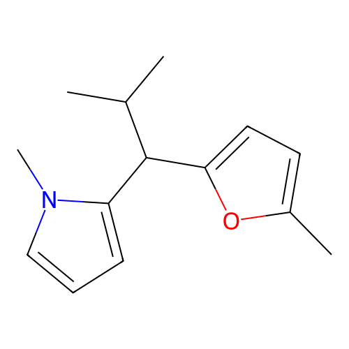 1-Methyl-2-[2-methyl-1-(5-methylfuran-2-yl)propyl]pyrrole structure