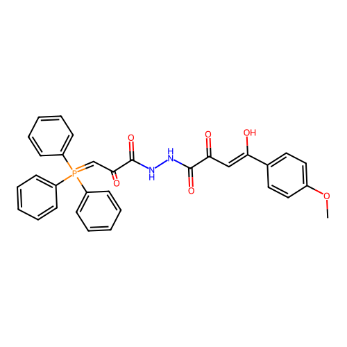 2-Butenoic acid, 2-hydroxy-4-(4-methoxyphenyl)-4-oxo-, 2-(1,2-dioxo-3- (triphenylphosphoranylidene)propyl)hydrazide, (Z)- structure