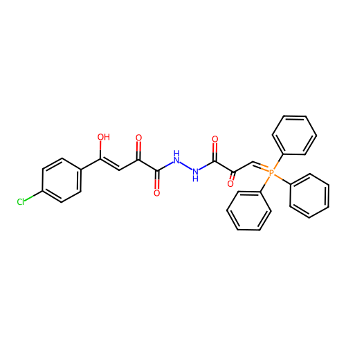 2-Butenoic acid, 4-(4-chlorophenyl)-2-hydroxy-4-oxo-, 2-(1,2-dioxo-3- (triphenylphosphoranylidene)propyl)hydrazide, (Z)- structure