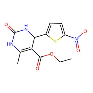 Ethyl 6-methyl-4-(5-nitrothiophen-2-yl)-2-oxo-1,2,3,4-tetrahydropyrimidine-5-carboxylate structure