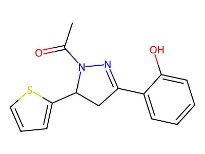 1-[3-(2-Hydroxy-phenyl)-5-thiophen-2-yl-4,5-dihydro-pyrazol-1-yl]-ethanone structure